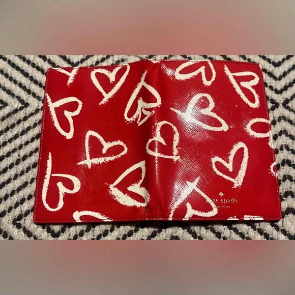Kate Spade Red Heart Print Passport Holder - Picture 3 of 3